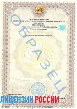 Образец сертификата соответствия (приложение) Темрюк Сертификат ISO 22000